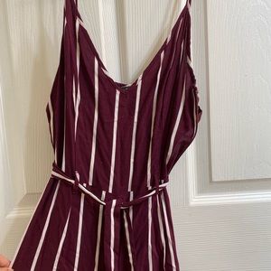 small red and white striped jumpsuit